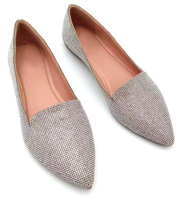 Slip On Flat Ballerina Shoes , Crystal Ballet Flat Round Toe