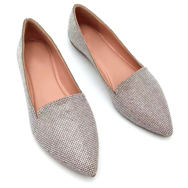 Обувь для балерины, кристаллический балет, плоский круглый палец.