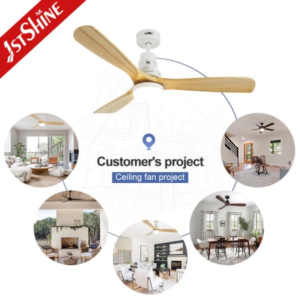 52 Led Ceiling Fan Wood Blade Ac Motor Low Noise 3 Speeds Remote Control