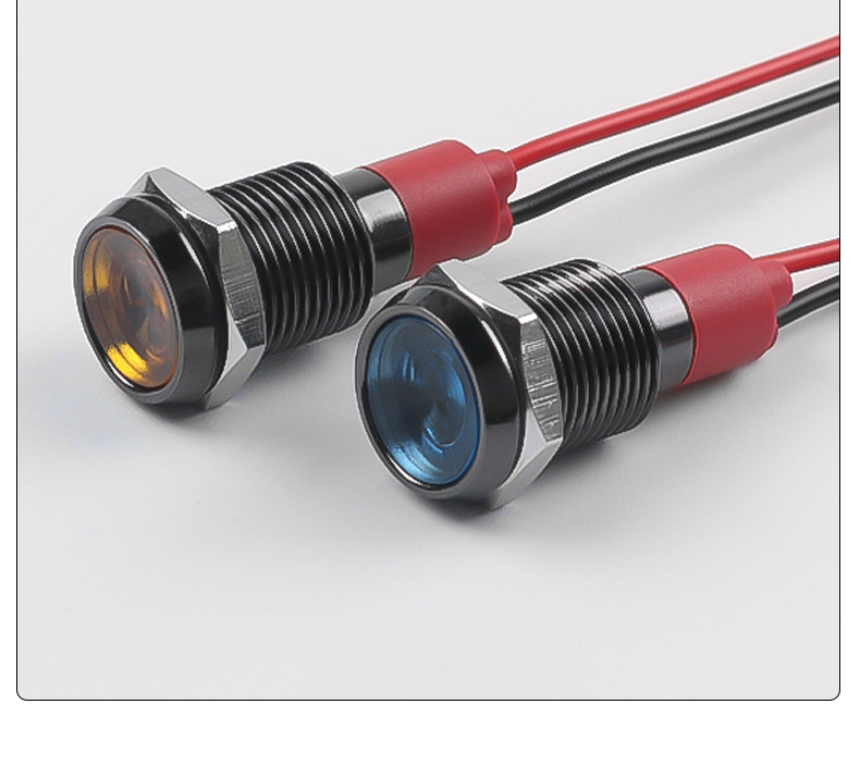 Durable Versatile 10mm Oxidized Black Metal Multi-color LED Power Indicator Lights IP65 Protection IK08 Rated Wire Connection