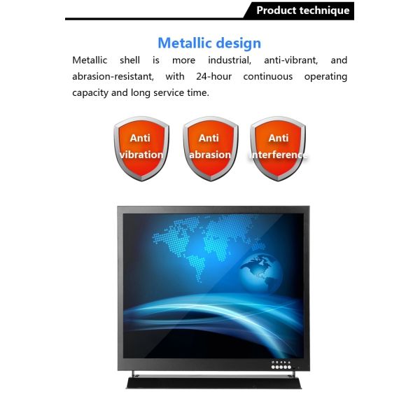 CE Industrial 1024×768 TFT LCD CCTV Монитор 15 дюймов 24 часа