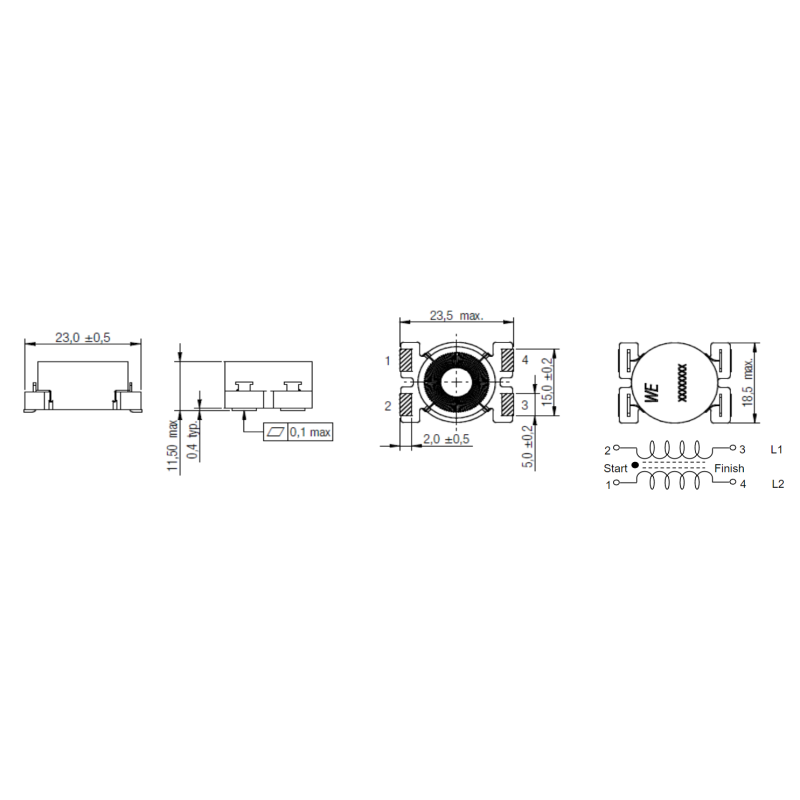 low RDC DCT Toroidal Double Power Choke for Solar inverter 7448510091