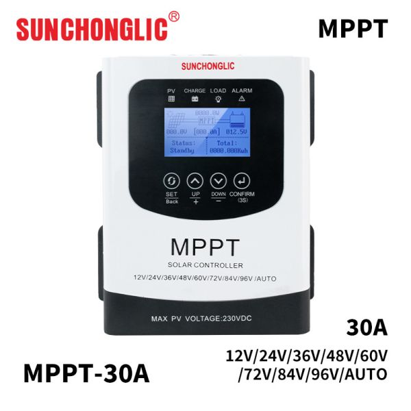 Intelligent 30A MPPT Solar Charge Controller with 230V Maximum Input Voltage and Multi-Battery Compatibility
