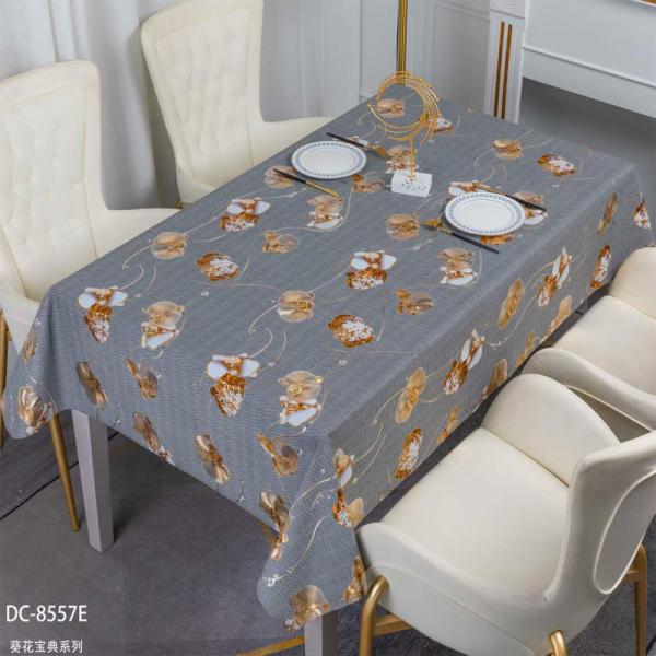 108 Inch 120 Inch Round Wedding Tablecloth Party PVC Flower Print Round Table Cover em rolo