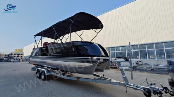 12-15 Passenger Pontoon Fiberglass Boats Luxurious Design With EVA Decking