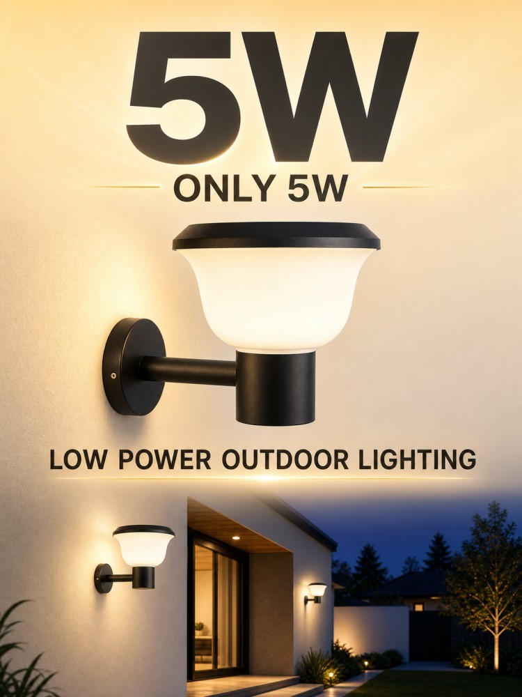 5W LED Solar Wall Sconce IP65 Waterproof for Villa Courtyard Garden Patio Porch Decor