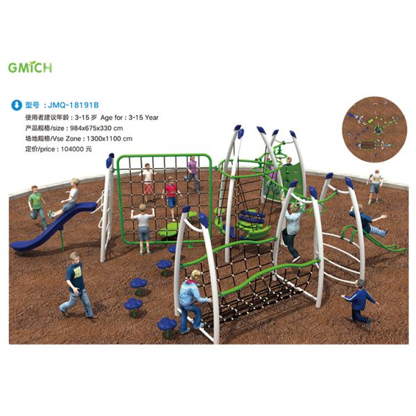 Environmentally Rope Climbing Playground Equipment Customized Design Combination