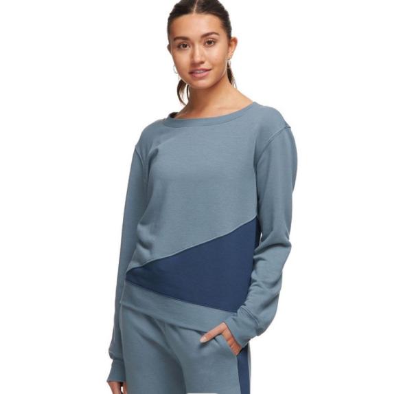 Plain Triangle Color Block Women Pullover Sweatshirt 260gsm Plain Crew Neck Sweatshirt