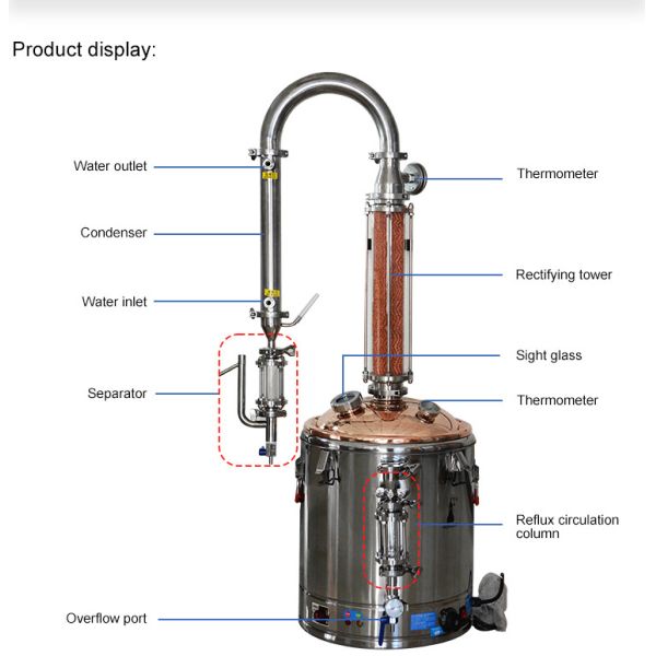 Нержавеющая сталь 25L пара вакуума выгонки экстрактора эфирного масла