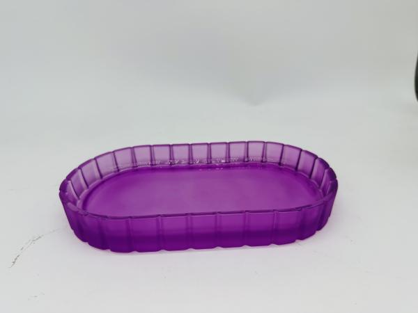 Purple glass bathroom accessories set round with big checker box soap dish soap dispenser