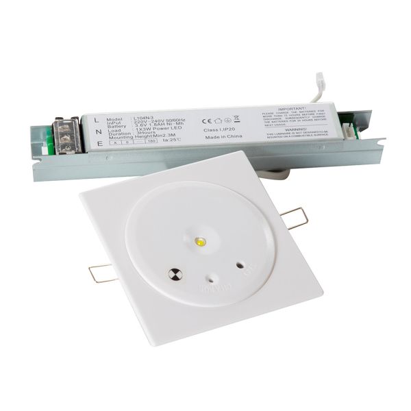 3 Hours Duration LED Emergency Light with 3W SMD White LED for Ceiling Recessed Mounted