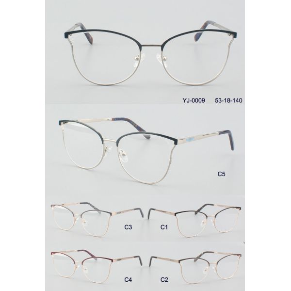 Classical Female Stainless Steel Metal Frame Cat Eye Glasses