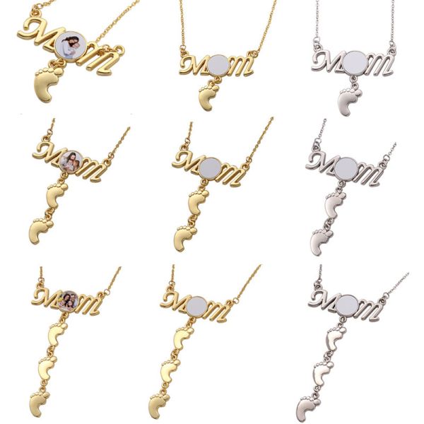 Regalo para el Día de la Madre Collar de sublimación Collar de huellas Collar personalizado Collar para mamá y bebé