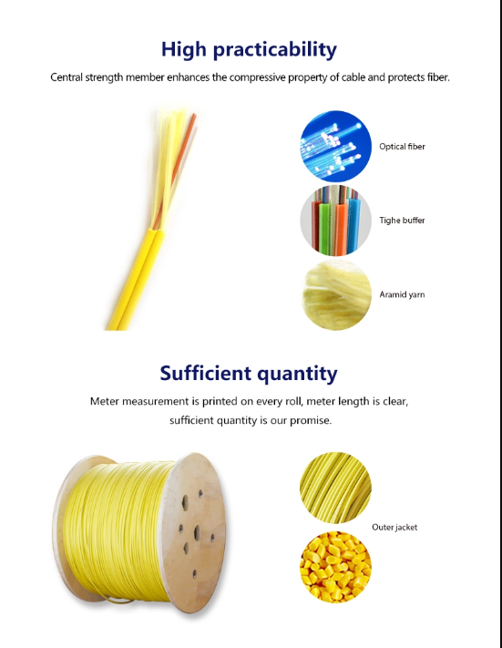 Mode multi duplex d'intérieur du câble optique FHHX de fibre pour la corde de correction optique de fibre