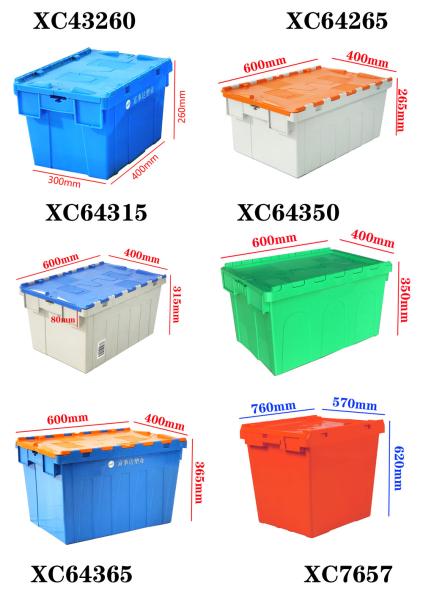 FIRST PP Logistics Nesting Tote Plastic Stackable Crate Container 67L Volume Silk Printing Logo
