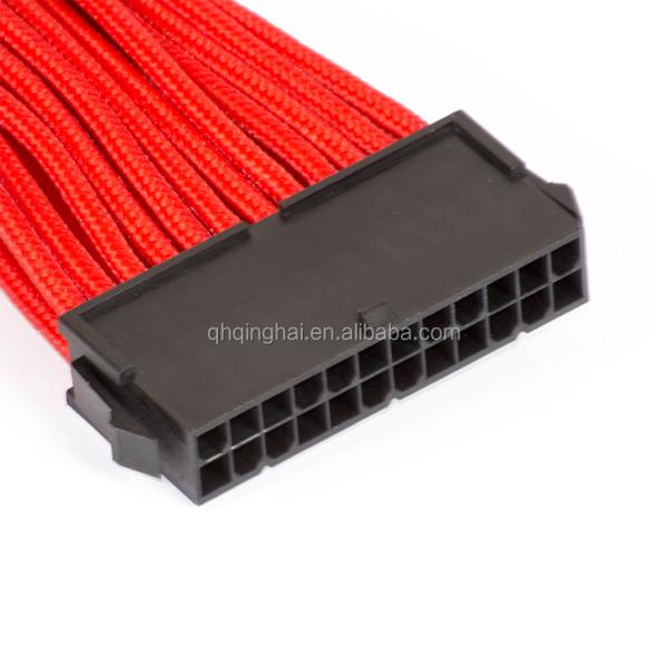 High Quality PSU Computer Cord Sleeved Cable Extensions 24pin interface  cotton mesh Electric Cables  300mm Length