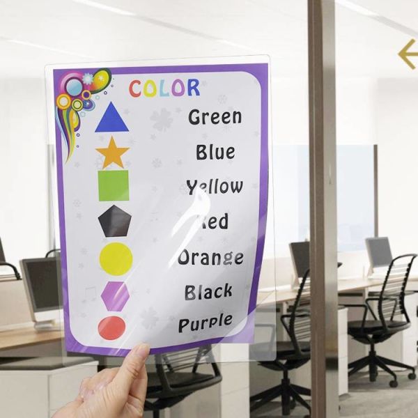 Reusable Transparent PVC Wall Document Holder A4 Horizontal Vertical