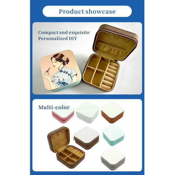 Direct Factory Supply Sublimation Jewelry Box Blanks Customizable PU Leather Jewel Cases Personalized Logo for DIY Organizers