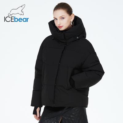 Adjustable Cuffs Woman Winter Coat Windproof Hooded Winter Coat With Slant Pockets