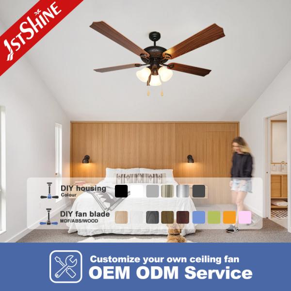 Classic 5-Blade Ceiling Fan with Pull Chain MDF Blades AC Motor