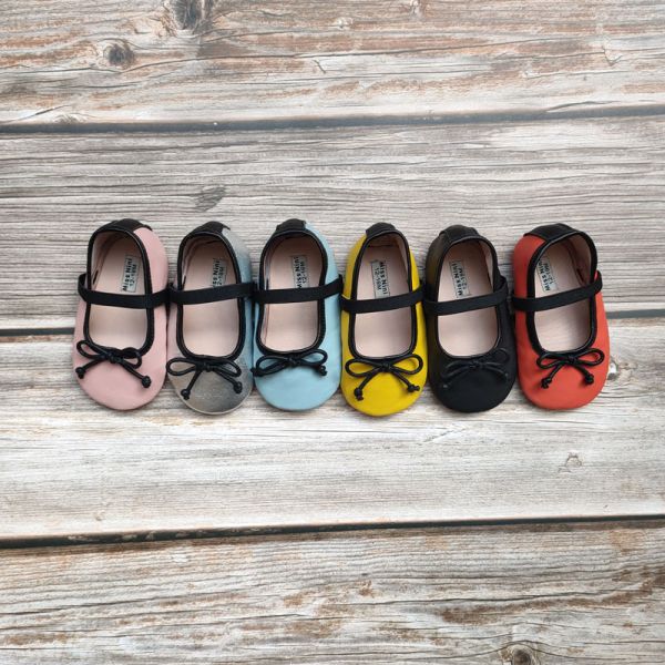 Sheepskin Leather Rubber Bowknot Baby Kids Shoes