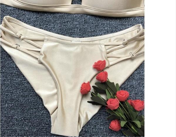 Womail Sexy Beach Bikini Set Mid Waisted Women Solid Color Sport Split Swimwear