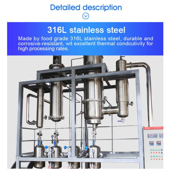 30l-260l Oil Wiped Film Molecular Distillation Unit High Purity