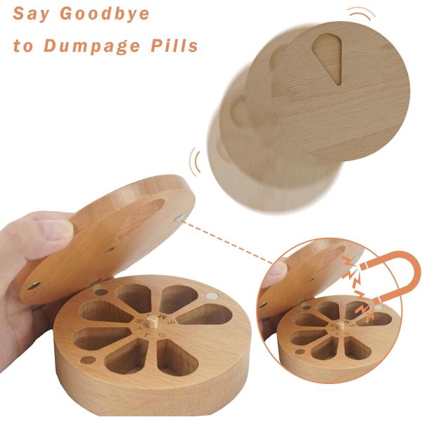 7-Day Pill Organizer Case Box Twist Top Design Wooden Pill Box for Medicine Vitamin Custom