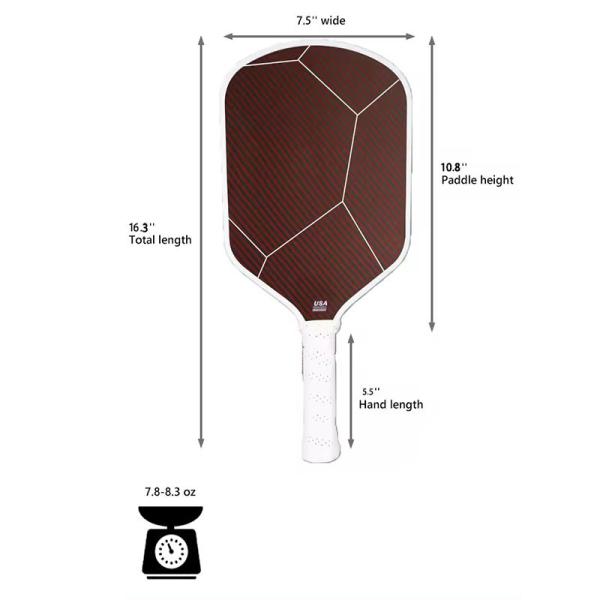 Carbon Fiber / Kevler Thermoformed Red Pickleball Paddle Honeycomb Core 16mm