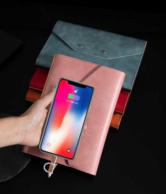 Folding Reusable Notepad With Power Bank , Multiscene Phone Charging Notebook