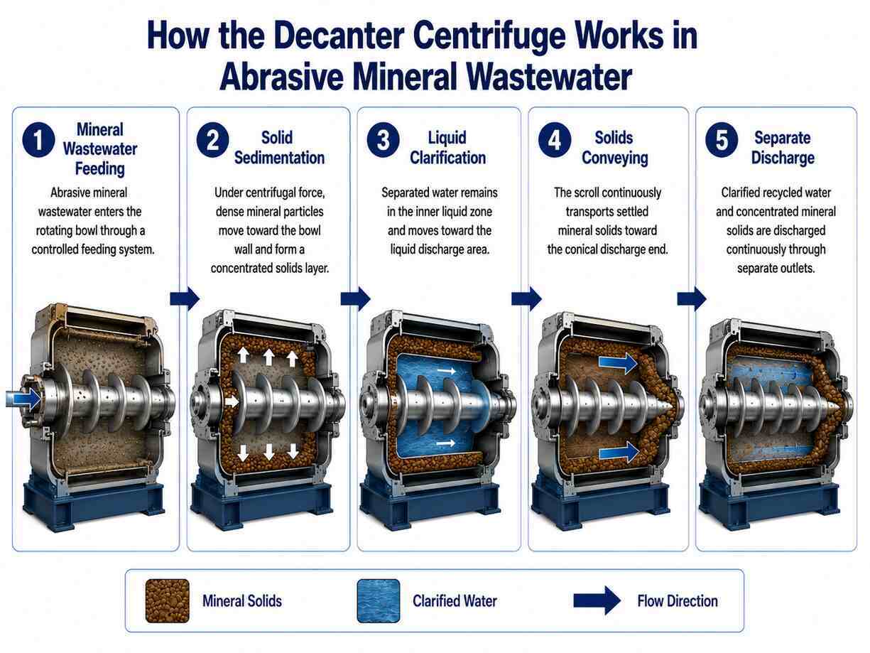 Industrial Decanter Centrifuge for Abrasive Mineral Wastewater