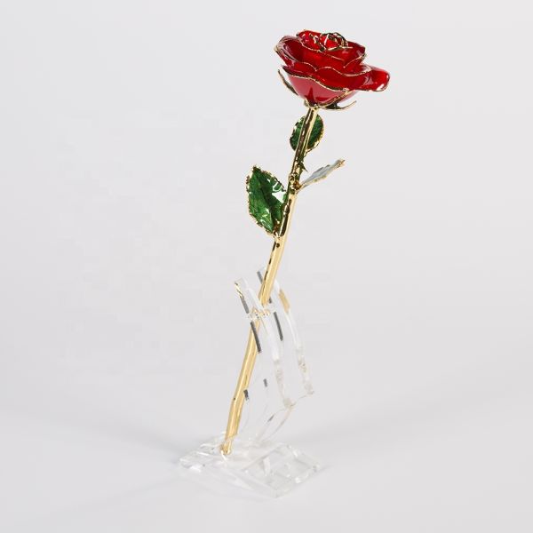 Hot 24K Gold Plated Real Natural Rose Manufacture Directly Supply  Gold Dipped Rose  for Valentines Day  Gift Wholesale