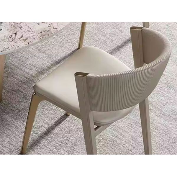 Modern Upholstered Leather Dining Room Furniture Chair Designed with Italian Metal Legs and Wooden Frame Luxury