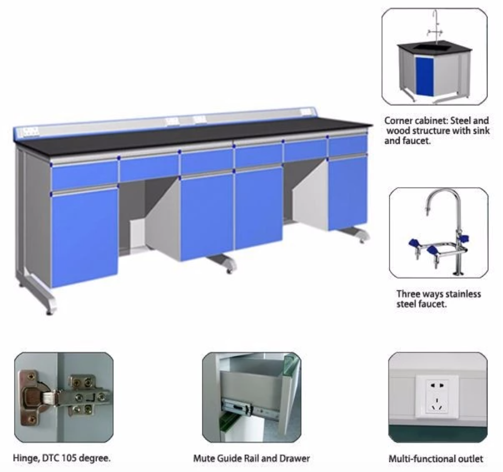 L*750(D)*850(H)mm hospital chemistry laboratory furniture work bench for pcr lab