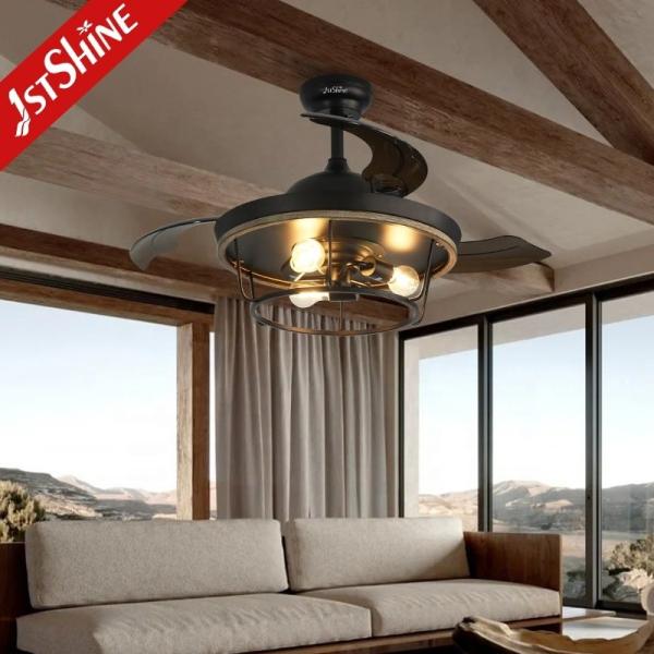 Luz LED e ventilador de teto com controle remoto com corpo de lâmpada de metal