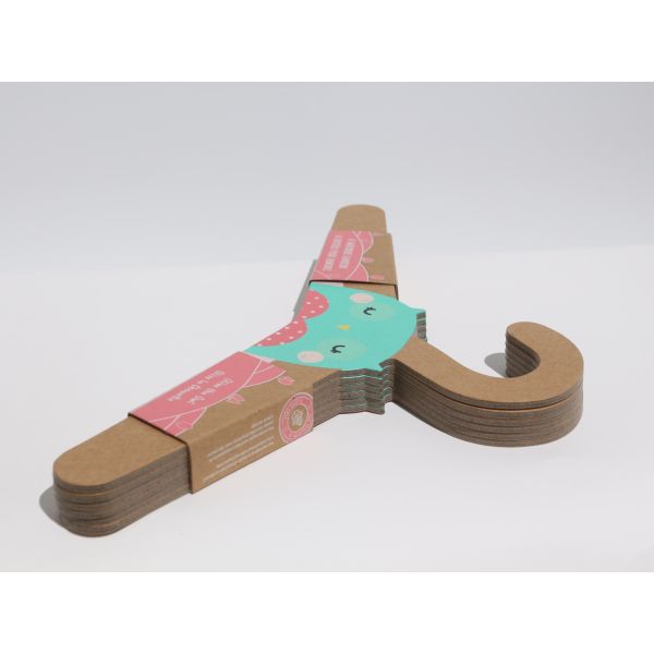 FSC Certified Recycled Cardboard Pet Clothes Hanger With Silk Printed Logo Nature Color