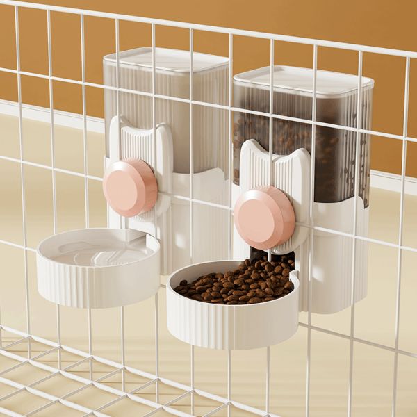Cage Hanging Pet Feeder Plastic Hanging Water Dispenser Double Bowl For Cat And Dog