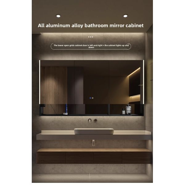 High Quality Smart LED Bathroom Vanity Storage Mirror Modern Design Defogging Feature Wall-Mounted for Hotels Apartments Villas