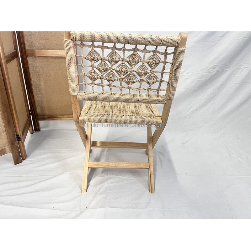 Classical Woven Rope Cord Nordic Lounge Chair with Customized Designs Solid Wood
