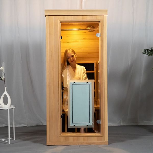 Canadian Hemlock Wooden Full Spectrum Far Infrared Sauna Room One Person