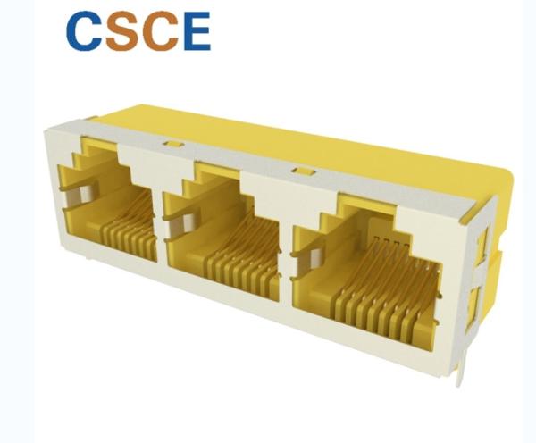 1×4 6P6C 8P8C Female Shielded RJ45 Jack For PCB