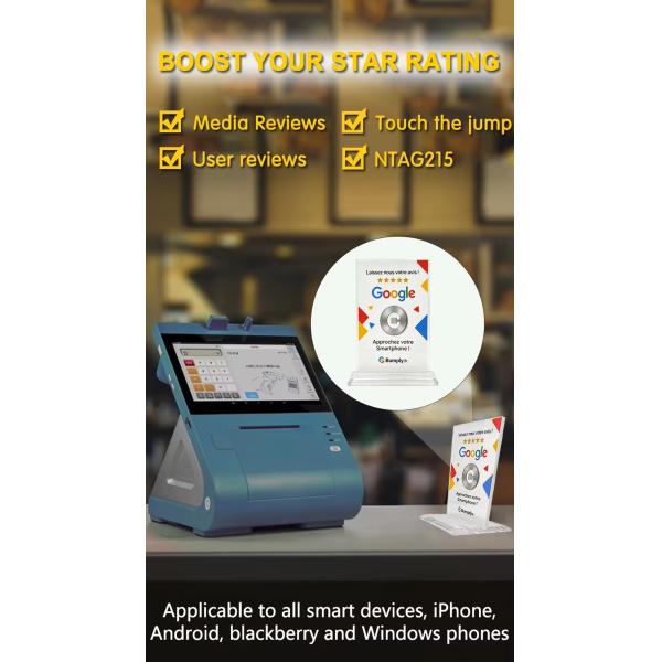 Premium Clear Acrylic NFC Business Card Custom Contactless Digital Feedback Stand NFC213 Chip Waterproof Google Business