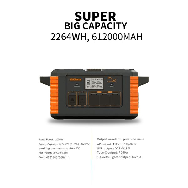 Портативное солнечное накопление энергии электростанции 1500W 2000W генератора LiFePO4