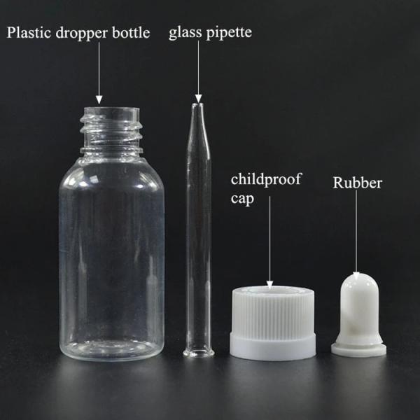 Bouteilles de gouttelette en verre en plastique à capuche à vis étanche à fuite pour une distribution précise de liquide