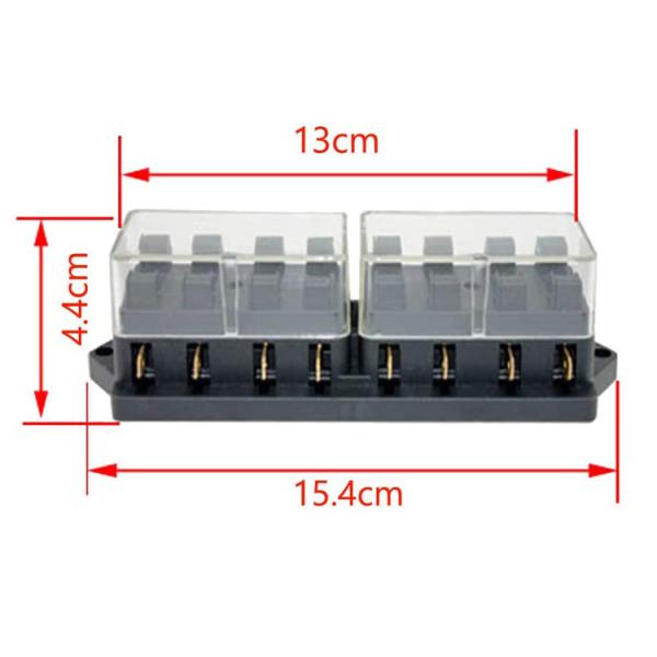 PA66 6.3mm Auto Fuse Block 8 Way Waterproof Blade Fuse Holder For RV