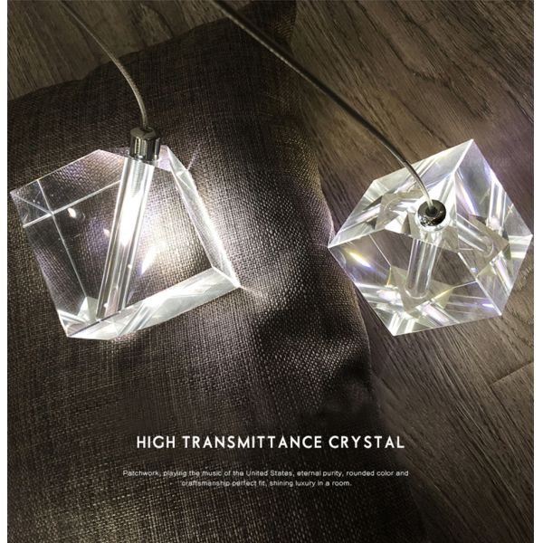 LED square pendant lights hotel villa large spiral staircase chrome Diamond Chandelier(WH-NC-57)