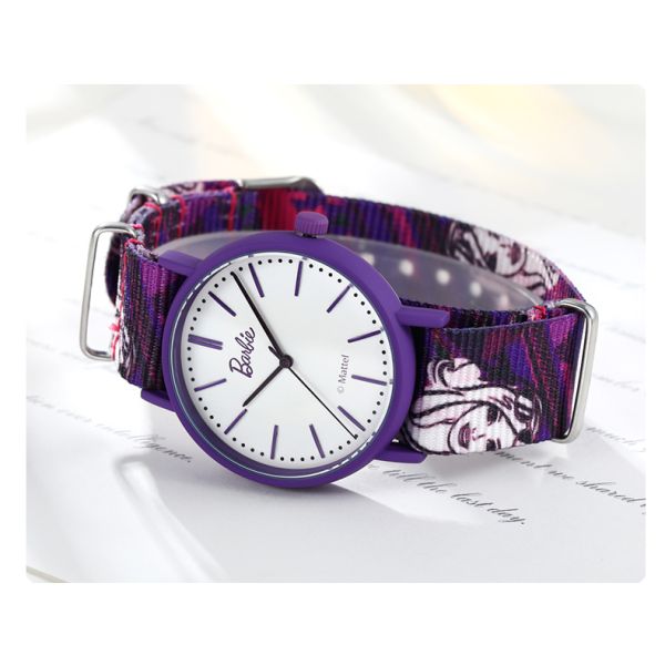 Violet color print logo fashion lady watches nylon strap 20mm