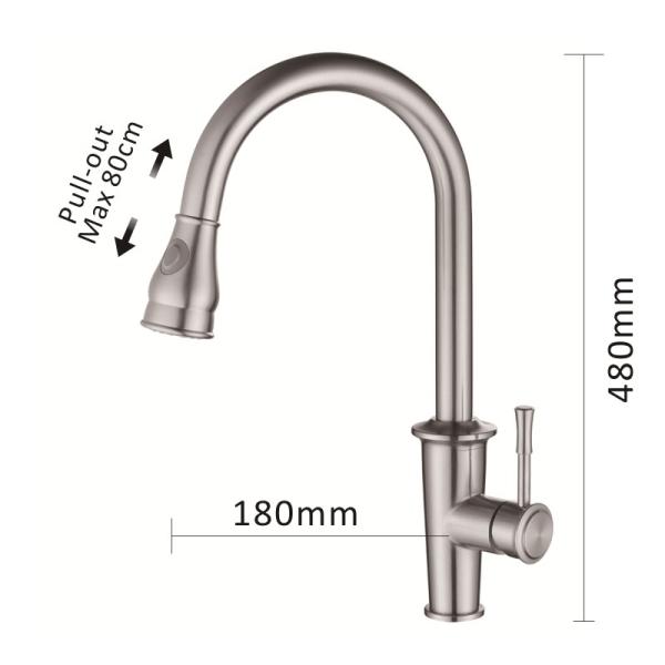 35mm Ceramic Stainless Steel Kitchen Faucet Cartridge Pull Down Kitchen Tap Mixer