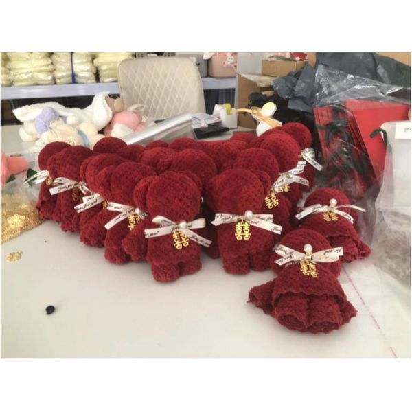 Toalla de oso de piña de color sólido linda conejito de forma de oso de coral lana de mano toalla para el hogar