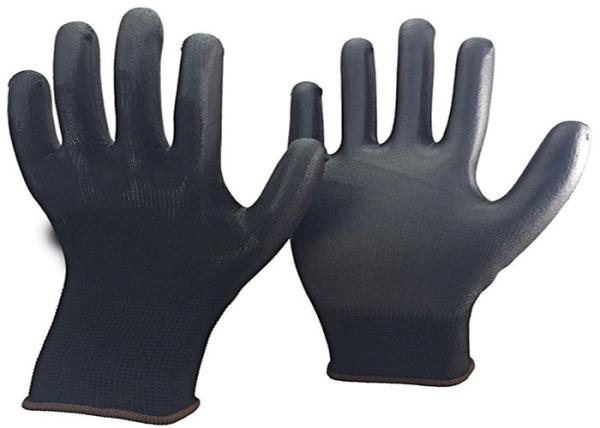 Black Polyurethane Coated Gloves Excellent Breathability For Industry Work